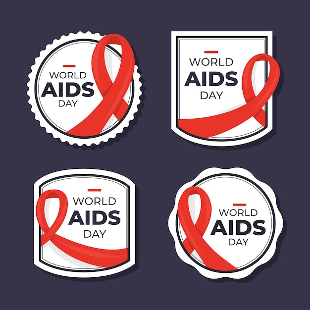 Collezione di badge per la giornata mondiale contro l'aids