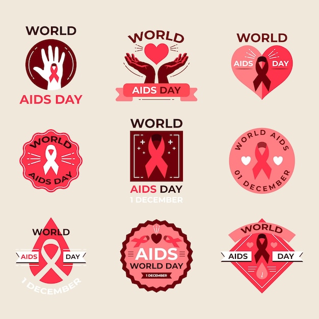 Vector collection of world aids day labels