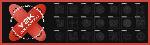 Vector collection of y2k elements big collection of abstract graphic geometric objects simple shapes forms