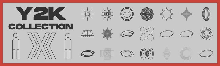 Vector collection of y2k elements big collection of abstract graphic geometric symbols modern abstract forms