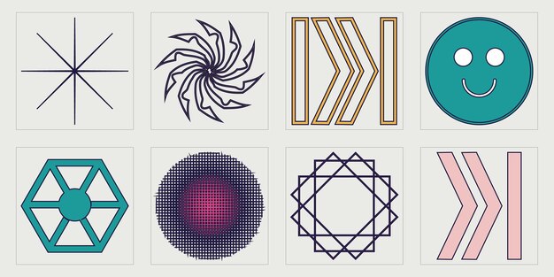 Vector collection of y2k elements extraordinary graphic assets templates for notes posters