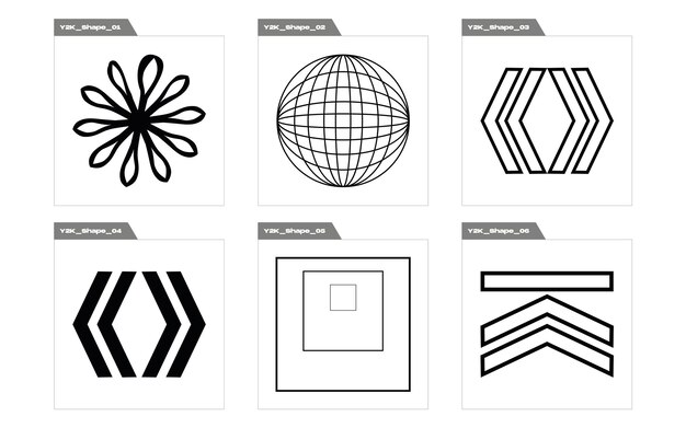 Vector collection of y2k elements large set of retro objects for design modern abstract forms