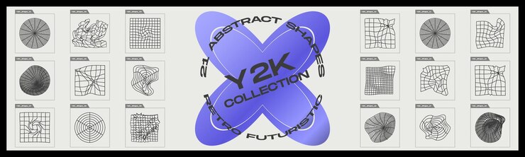 Vector collection of y2k elements minimalist geometric elements frames inspired brutalism