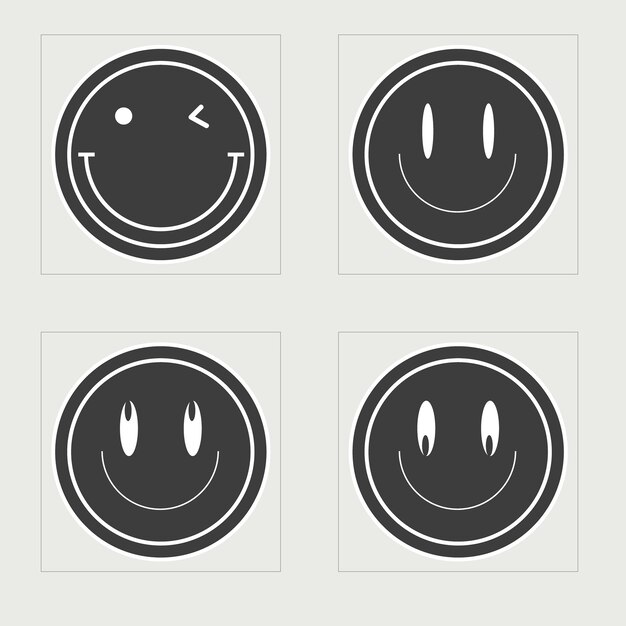 Collection of Y2K elements Rave psychedelic retro futuristic set Flat minimalist icons