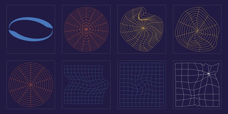 Vector collection of y2k elements trendy geometric postmodern figures elements for graphic decoration