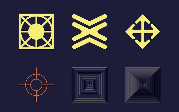 Коллекция элементов Y2K Модные геометрические постмодернистские фигуры Шаблоны для плакатов с заметками