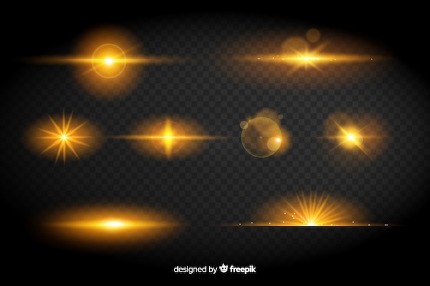 Vector collection of yellow lights effect