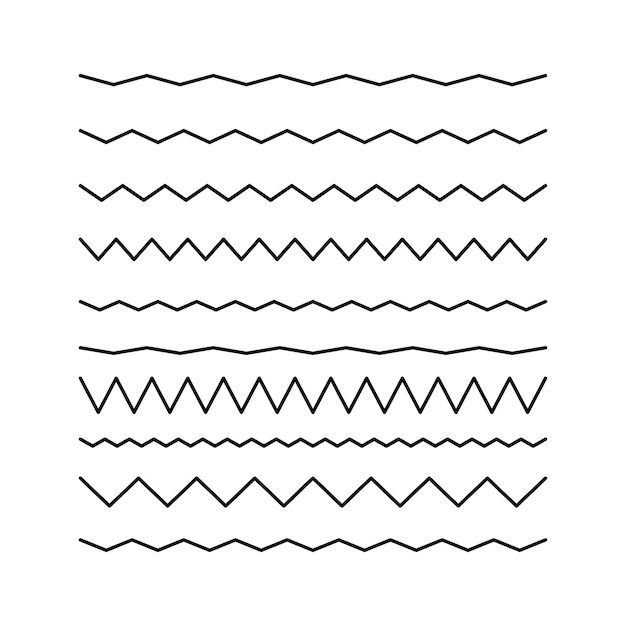 Collection of zigzag lines set isolated vector illustration