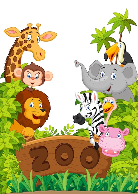 Vettore collezione di animali da zoo