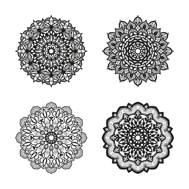 Collections Circular pattern in the form of a mandala for Henna tattoos Coloring book page