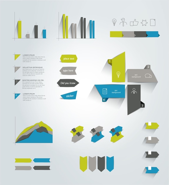 Collezioni di diagrammi di design piatto di infografica.