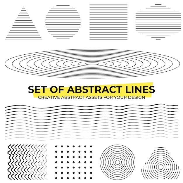 Вектор Коллекции абстрактных линий в черно-белом