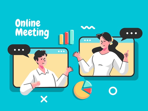 Incontro virtuale collettivo incontro online e videoconferenza di gruppo