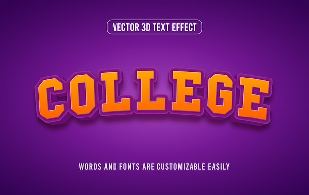 College 3d bewerkbare teksteffectstijl