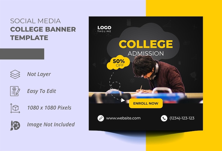 college admission social media banner ads template