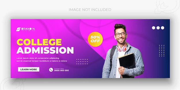 College admission social media Facebook cover and web banner template