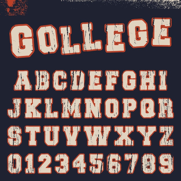 Vector college alphabet font template