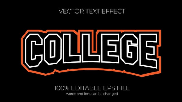 Vector college editable text effect style eps editable text effect