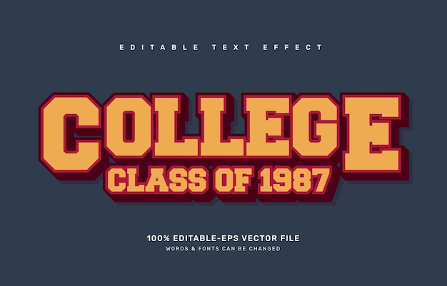 Vector college editable text effect template