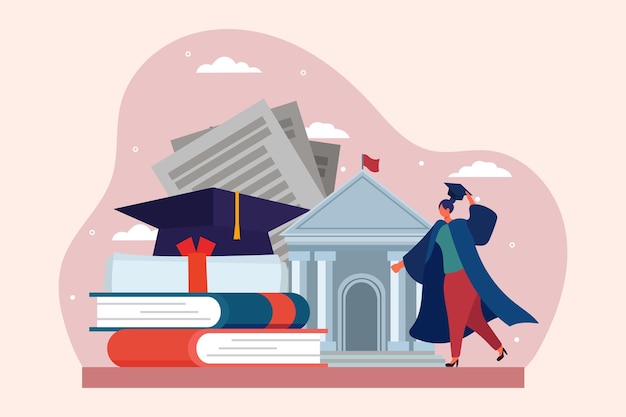 Vector college graduate flat design illustration