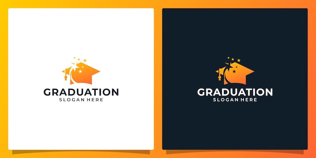 College Graduation cap Campus Education logo design and fireworks as a symbol of celebration of success illustration graphic design