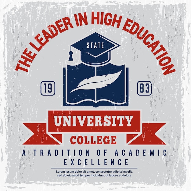 Vector college poster. university identity placard school vector picture with place for text