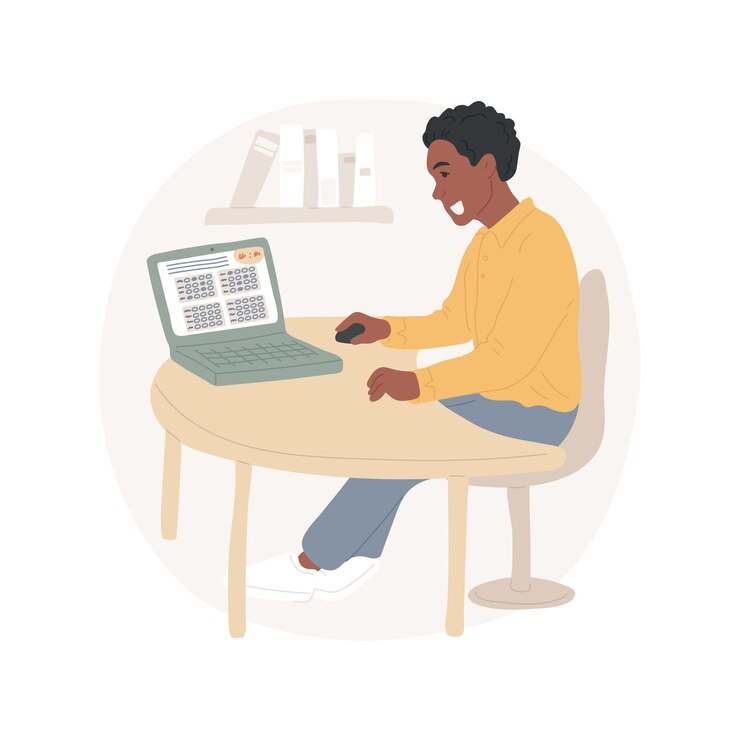 Vector college preparatory test isolated cartoon vector illustration