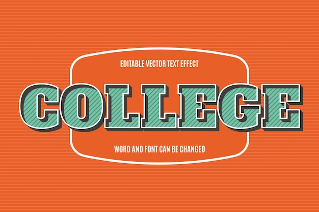 College retro vintage text effect editable