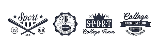 Vector college sport premium club and tournament emblem vector set