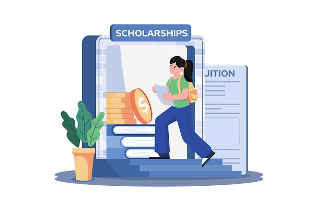 A college student applies for scholarships to help pay for tuition