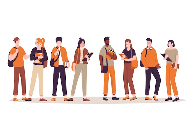 College students vector set