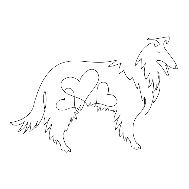 Collie vector icon Collie silhouet één regel voor tatoeages