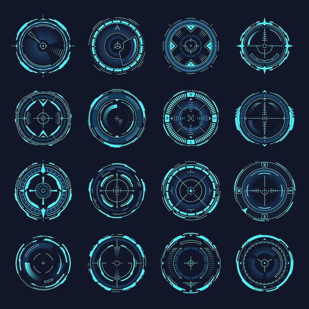 collimator sight war scifi focus camera hud aim control target compass system army technology eye sniper scope circle crosshair digital vision future