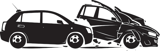 Vector collision chronicles vector car crash symbol design midnight misap zwarte auto-ongeluk emblem icon