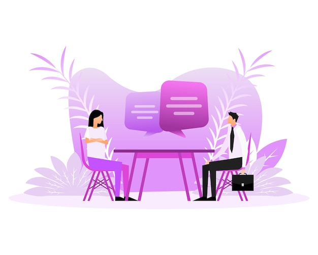 Colloquy in flat style illustration with people Cartoon flat vector illustration