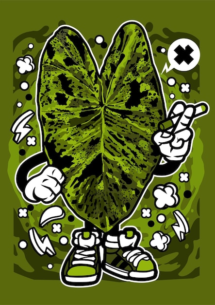 Colocasia Mojito Plant Cartoon Character