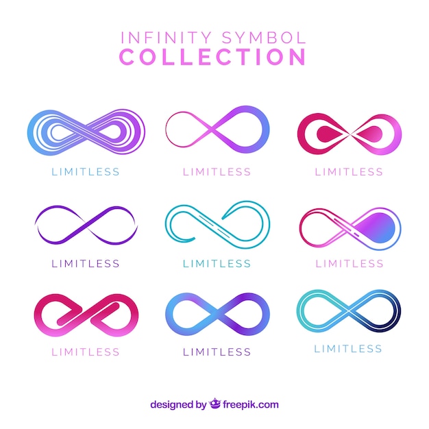 Vector coloful infinity symbols collection