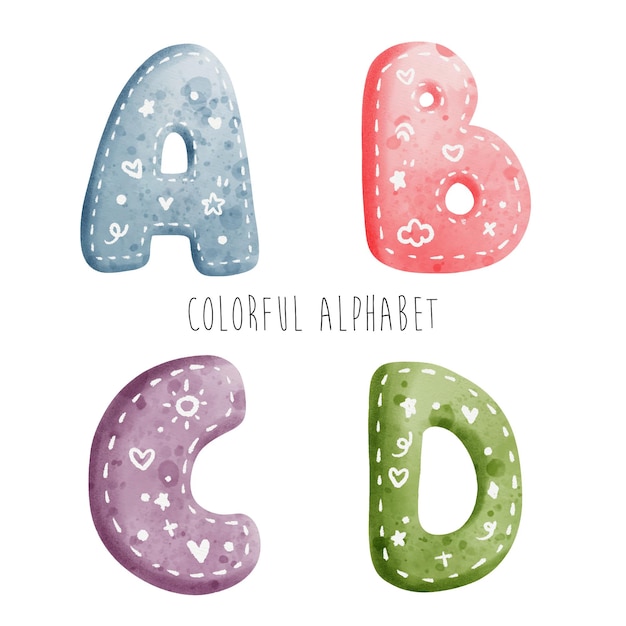 Coloful rainbow alphabet, rainbow font