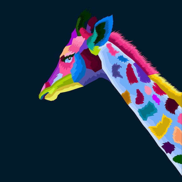 Vettore vettore di pop art giraffe colofull