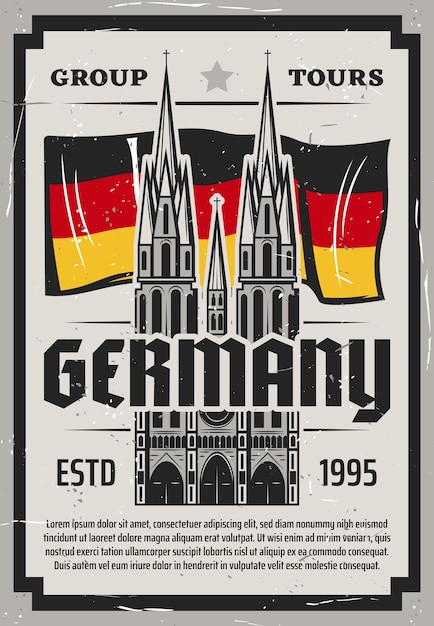 Vector cologne cathedral travel to germany poster