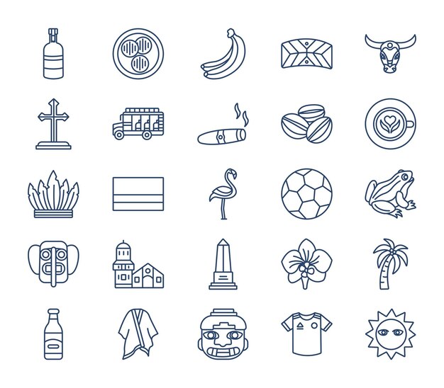 Colombia country and culture icon set