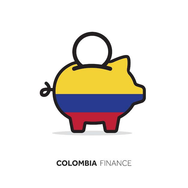 Colombia economisch concept Spaarvarken met nationale vlag