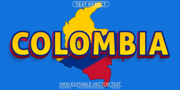 Vector colombia editable and scalable text effect