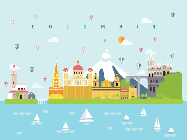 Colombia Famous Landmarks Infographic