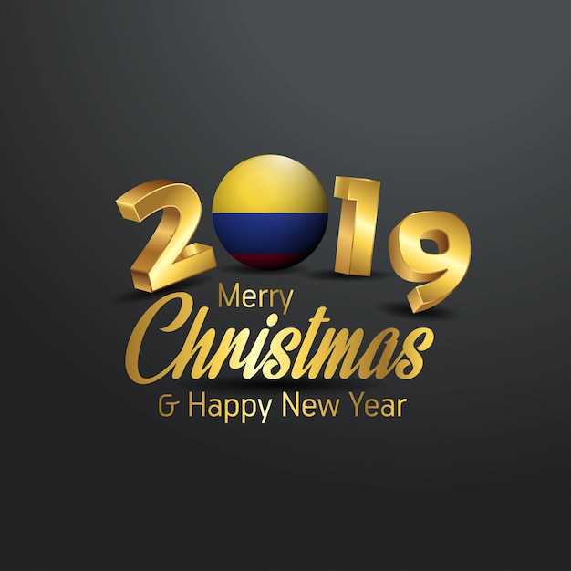 Colombia flag 2019 merry christmas typography