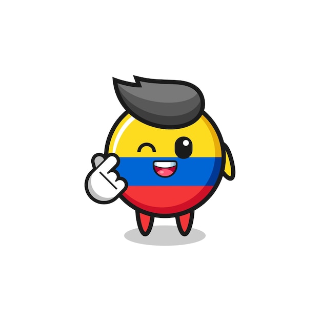 Colombia flag character doing Korean finger heart cute design