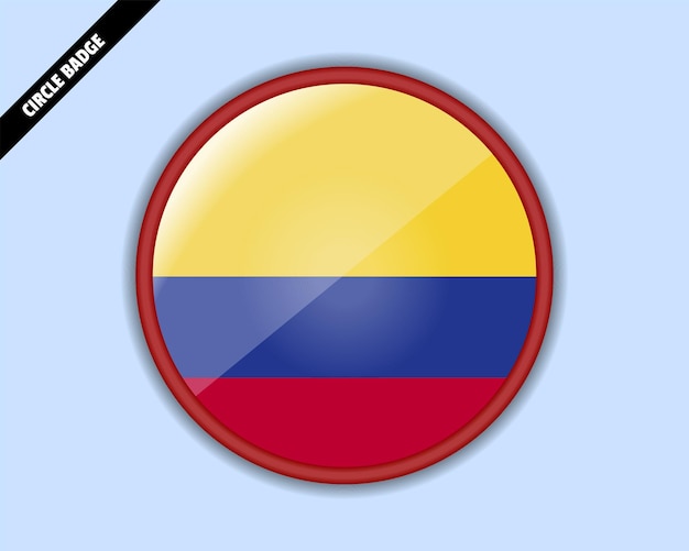 Vector colombia flag circle badge vector design rounded sign with reflection