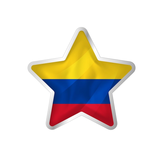 Bandiera della colombia nella stella. pulsante stella e modello di bandiera. facile modifica e vettore in gruppi.