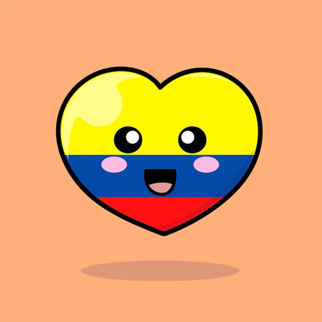 Vector colombia heart cute character colombian country flag love emoticon