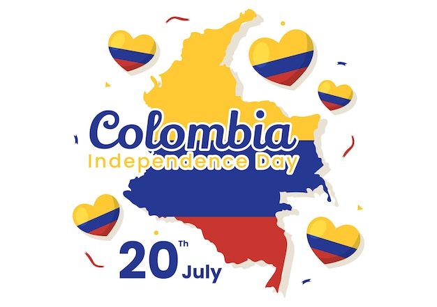 Colombia Independence Day Illustration with Waving Flag in National Holiday Celebration Templates